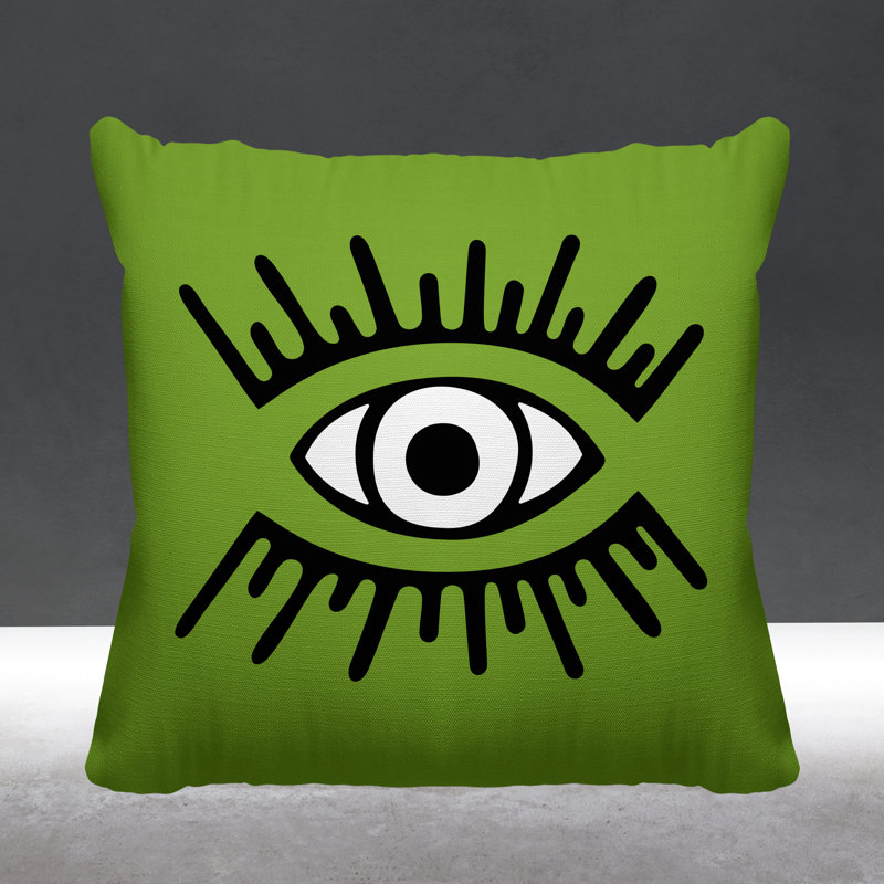 Coussin intérieur / extérieur Miranda Evil Eye, Chartreuse, L 17 po x H 17 po