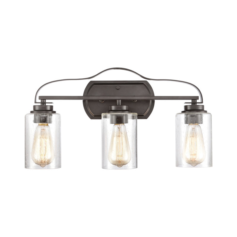 Éclairage pour salle de bain à 3 lumières de 20 po de large Market Square - Bronze huilé, H 11 po x l 20 po x P 5 po