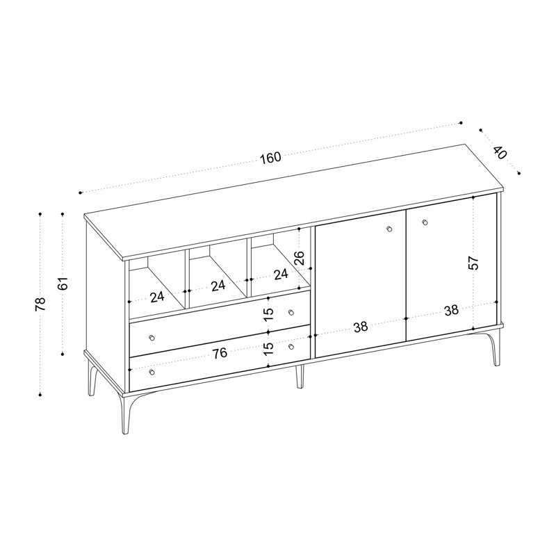 Eva-Mae 160cm Sideboard