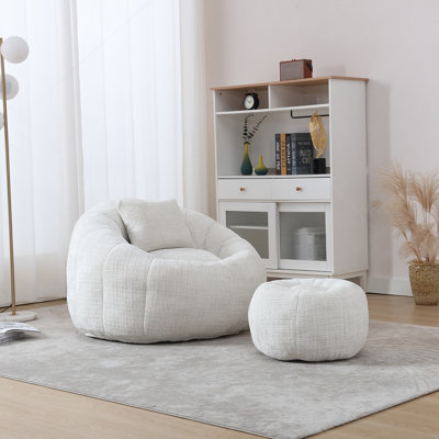 Fauteuils à billes modernes, fauteuil rond confortable pour adultes avec repose-pieds, fauteuil de lecture simple avec coussin pour salon, chambre à coucher, appartement