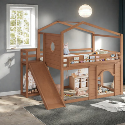 Lit double multifonctionnel avec rangement, mezzanine en bois aggloméré pour chambre d'enfant