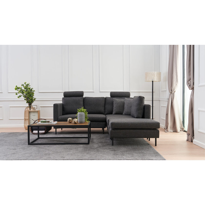 Canapé et méridienne de 47,6 po Hazari, Mélange de polyester anthracite