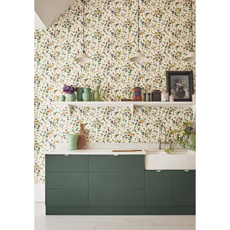 Anthology Sweet Pea Floral Wallpaper Roll, Pink/Yellow