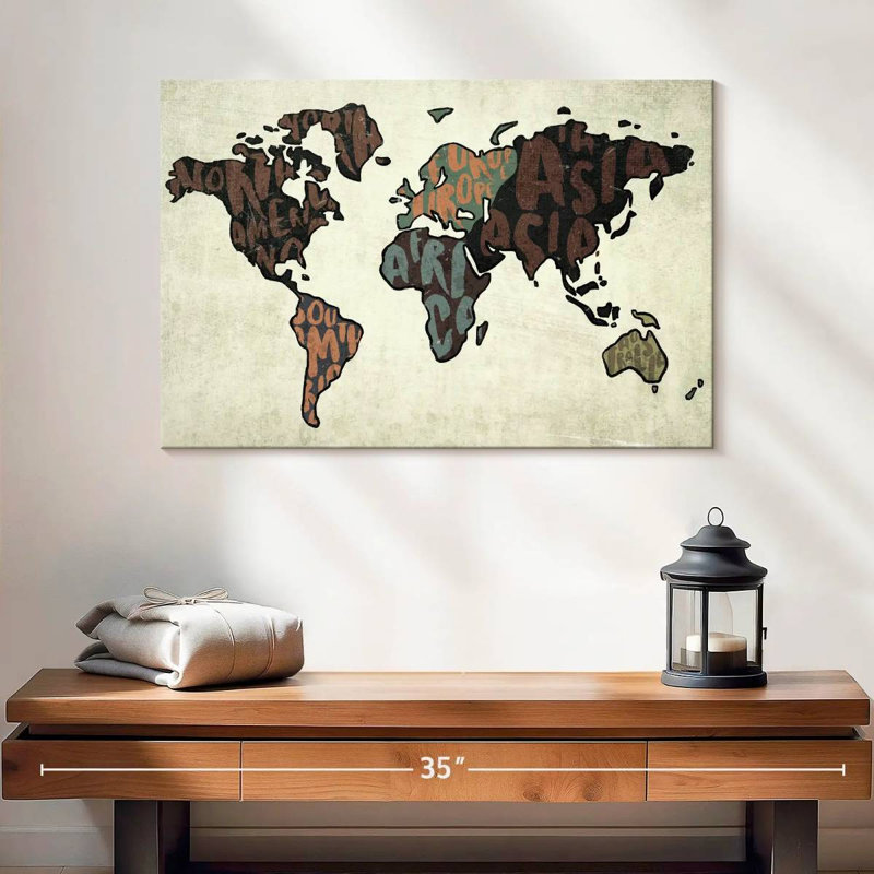 Carte des mots Continents, H 16 po x l 24 po