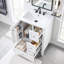 Meuble-lavabo autoportant 24 po en bois massif + panneau de fibres à densité moyenne avec lavabo intégré en céramique, armoire de bain blanche avec tablettes de rangement, porte à fermeture en douceur, 3 tiroirs et poignées-1866605627