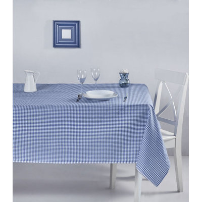 Elegant Checkered Tablecloth, Blue, 67.0 x 67.0 inches | 85% Cotton / 15% Polyester, Easy Clean & Machine Washable | Perfect for Dining Room, Picnics & Special Occasions | Stylish Home Décor Essential