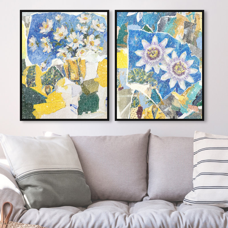 Blue Sunshine Set Set by Oliver Gal, 21"H x 25"W, Black Floater Frame