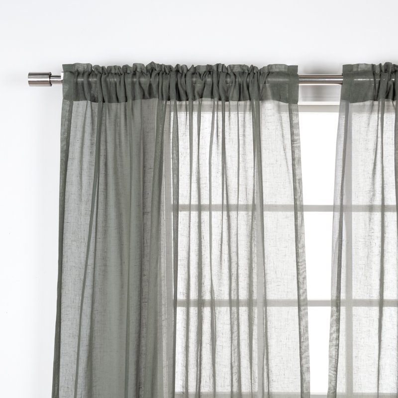 Rayna Semi Sheer Curtain Panel Pair, Lichen, 52" W x 96" L