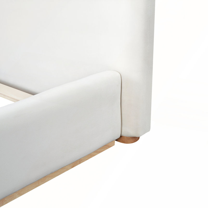 Grand lit tapissier élégant avec structure en bois massif, confortable et durable pour une bonne nuit de sommeil, Grand