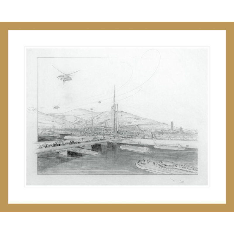 The Living City "(project)" par Frank Lloyd Wright - reproduction d'art encadrée, H 22,64 po x l 28,97 po
