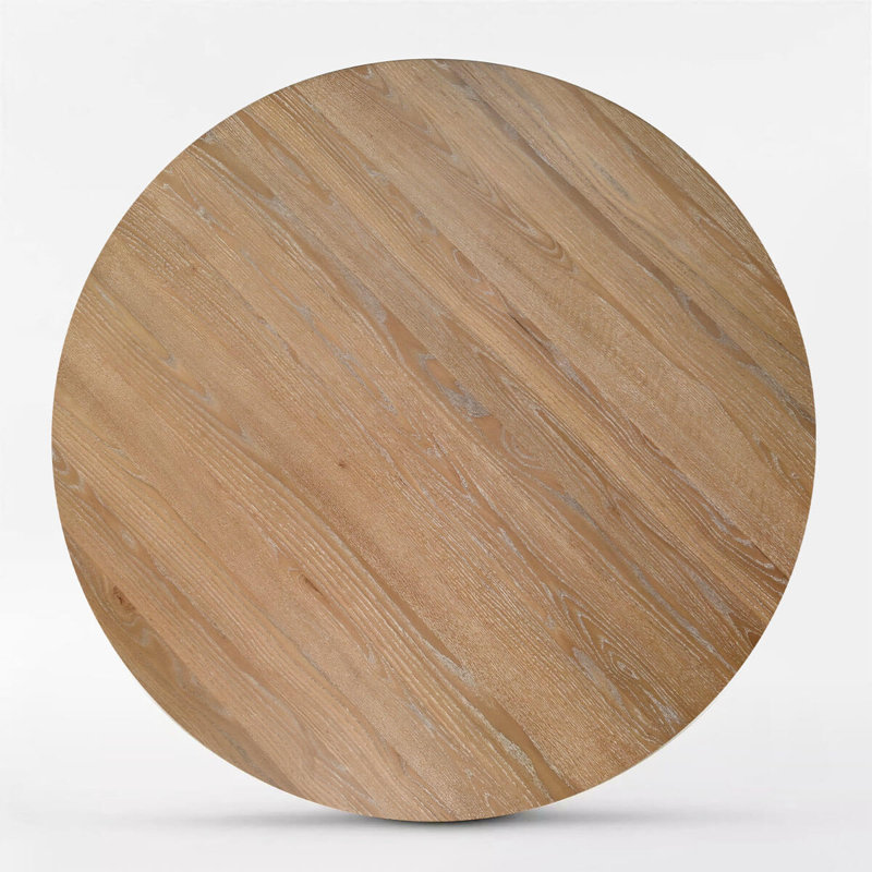 Ensemble de salle à manger 5 pièces rond en placage de bois avec chaises rembourrées et roulettes cachées, Beige