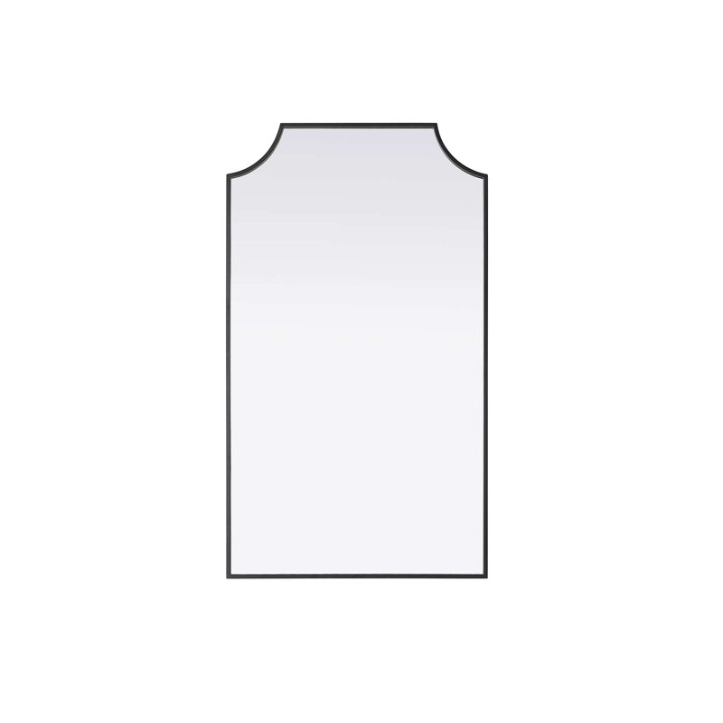 Notched Metal Mirror 24x42 inch in Black, Black, 42" x 24"