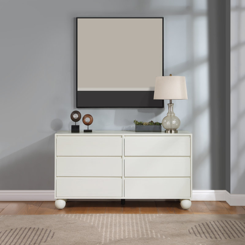 Rokhaya 60'' W 6 - Drawer Dresser, Cream