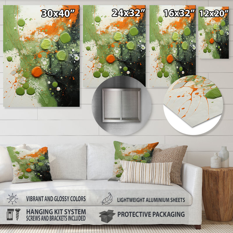 Vert et jaune abstrait avocat III - fruits, art mural en métal, H 20 po x l 12 po x P 1 po