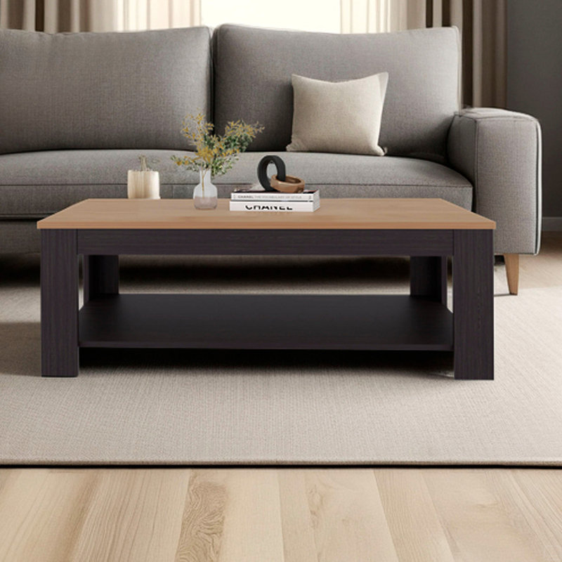 Table basse rectangulaire avec tablette inférieure
