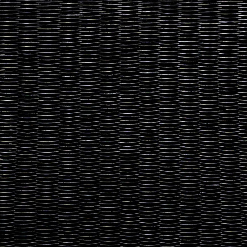 Table d'appoint carrée en tissu noir tressé, style rétro, forme en U inversé, 56 cm de large, 10,3 kg, silhouette harmonieuse.