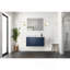 Meuble-lavabo bleu marine 36 po X P 22 po D, plateau en quartz blanc et Miroir à DEL-214318894