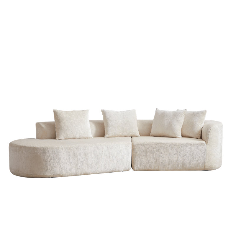 Chumenti Boneless Modern Oversized Sectional Sofa, Left Hand Facing, Beige Chenille