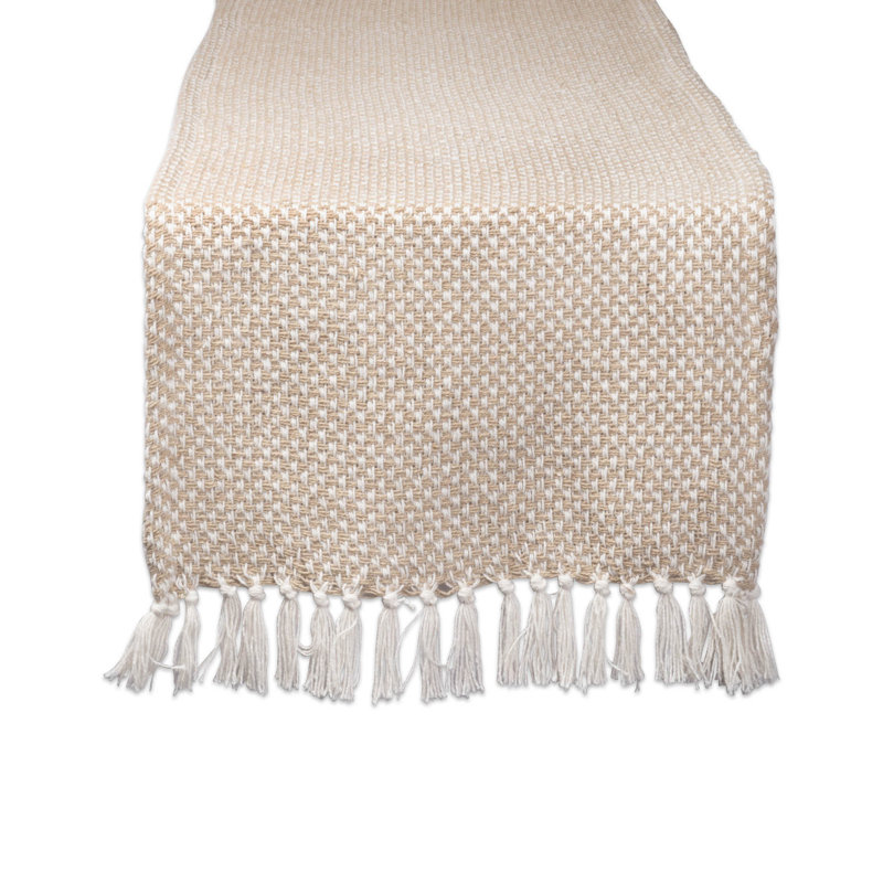 Anoka Geometric 100% Cotton Table Runner, Stone