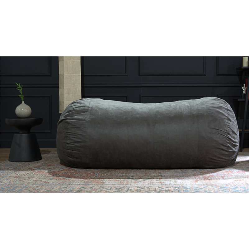 Fauteuil à billes en suède cylindrique traditionnel de 8 pieds Jasper, Microfibre / microsuède gris anthracite