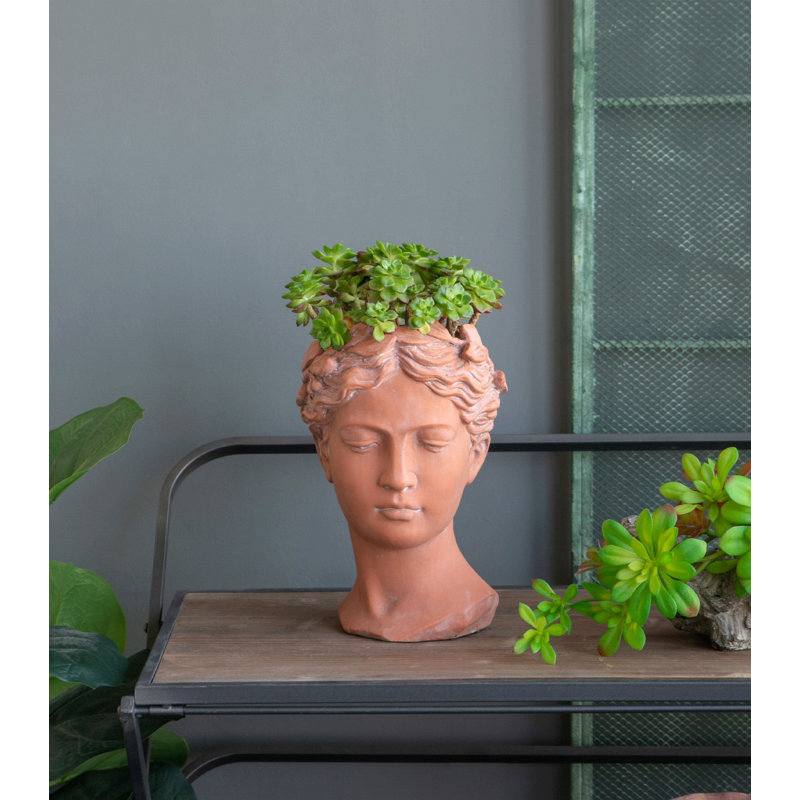 Pot à fleurs statue 100% ciment Lough, Brown, 10.6" H x 7.3" W x 6.9" D