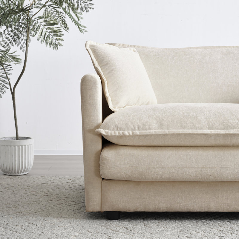 Canapé modulaire en U en chenille beige convertible 5, doux et relaxant pour le salon