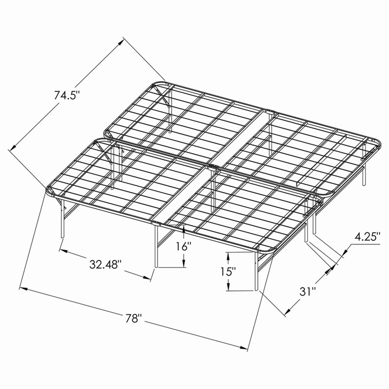 Black Metal Eastern King Mattress Support Platform Bed, King