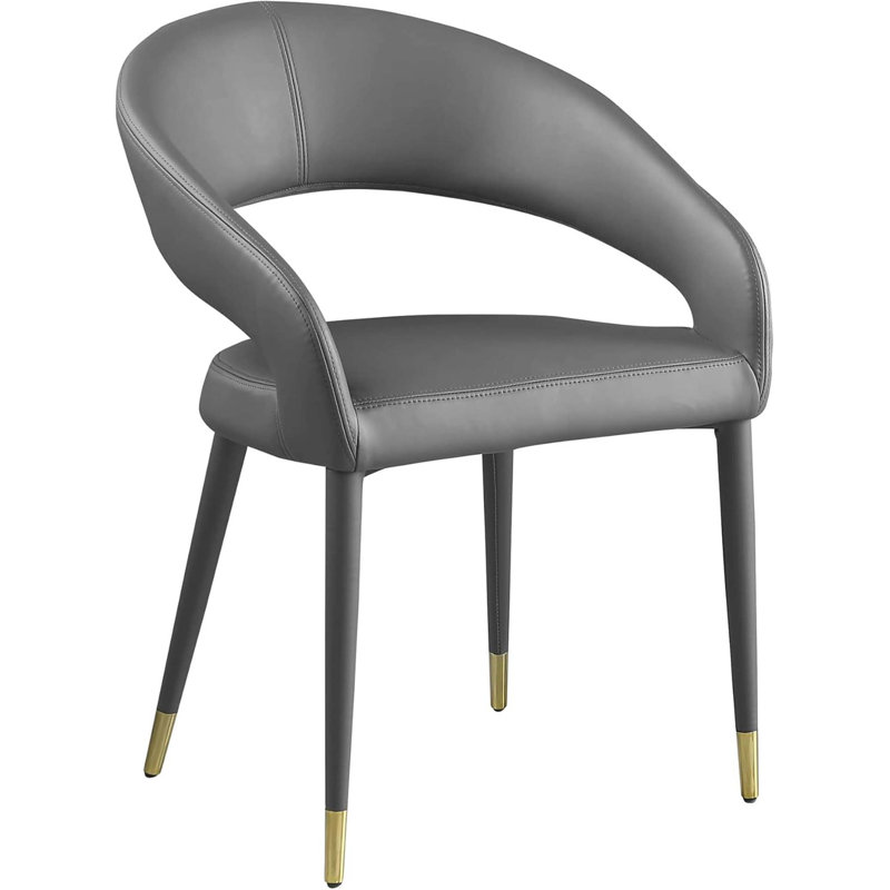 Chaises de salle à manger modernes en similicuir avec dossier incurvé et détails dorés