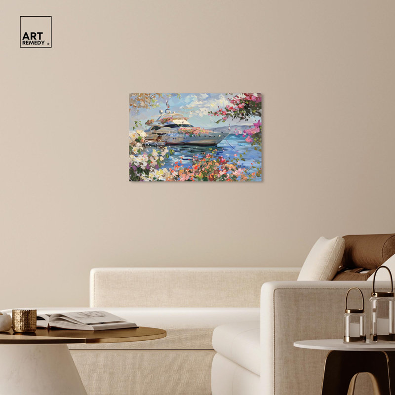 «A Glimpse Through Flowers Flowers» par Glam Coastal Art , Toile tendue, H 24 po x l 36 po