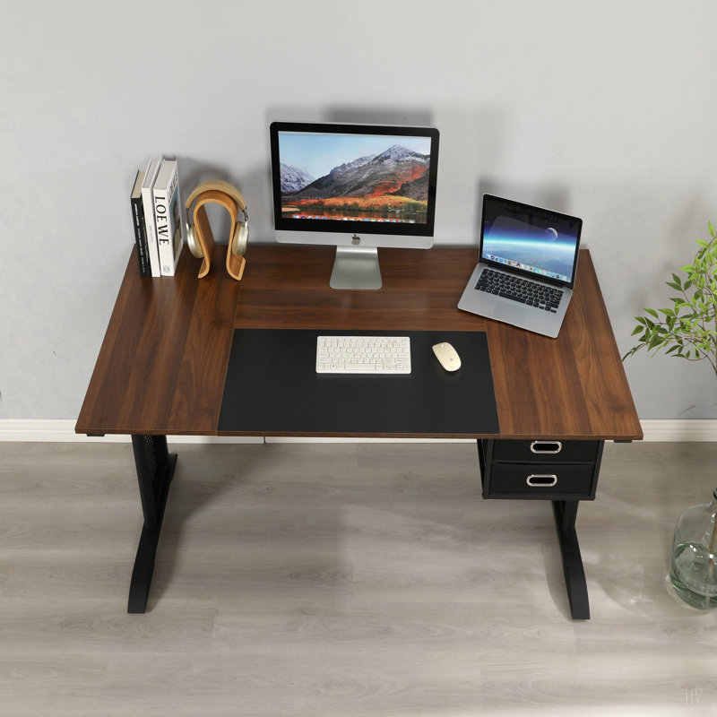 Bureau d'ordinateur, bureau de 63 pouces, bureau de jeu à 2 tiroirs pour bureau personnel, bureau, bureau simple moderne, structure en métal