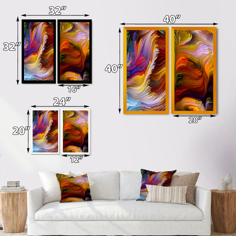 «Escape of Liquide Art VI», ensemble de 2 reproductions sur toiles, H 40 po x l 40 po x P 1 po, Cadre photo noir