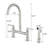 Double Handle Bridge Kitchen Faucet With Side Spray