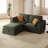 L-shaped Pet-Friendly Fabric Oversized Enveloping Feel Double-decker Loveseat Sofa With A Storage Ottoman-321006485