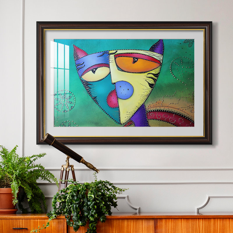 Chat céleste - Laura Barbosa - Impression encadrée sur mesure, Dimensions intérieures 24 po x 34 po, Noyer doré