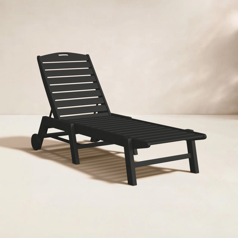 Lakeside POLYWOOD Nautical Chaise with Wheels, Black