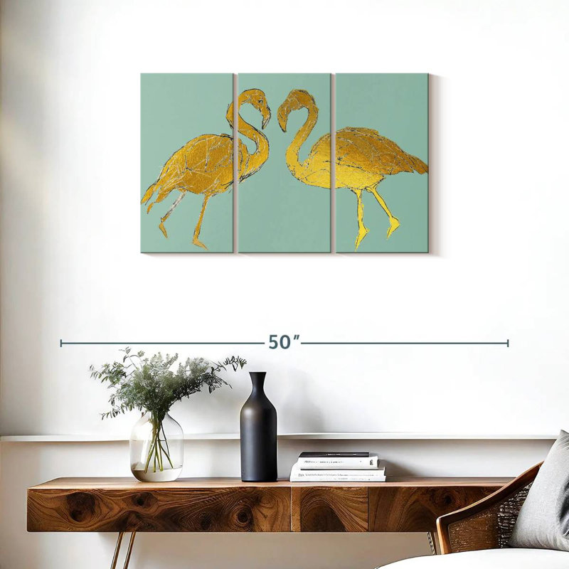 Brampt Golden Flamingo I, 20" H x 33" W