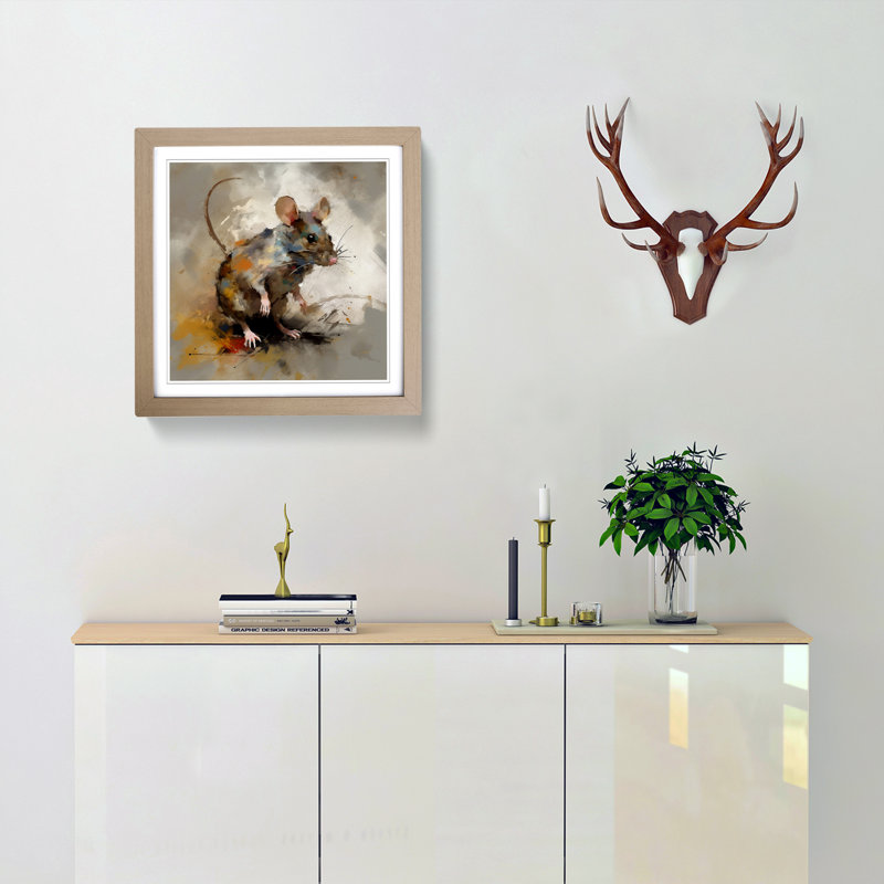 Mouse Gestural Art - Framed Print, Oak