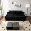Canapé modulaire moelleux en velours côtelé 4 places, sans assemblage, noir (L 118 po x l 67 po)-386333821