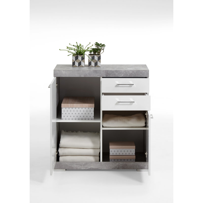 Charlton Sideboard, Concrete/White elegant shine