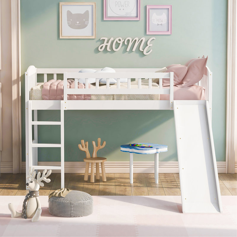 Lit mezzanine polyvalent avec glissoire et échelle pour les familles en pleine croissance