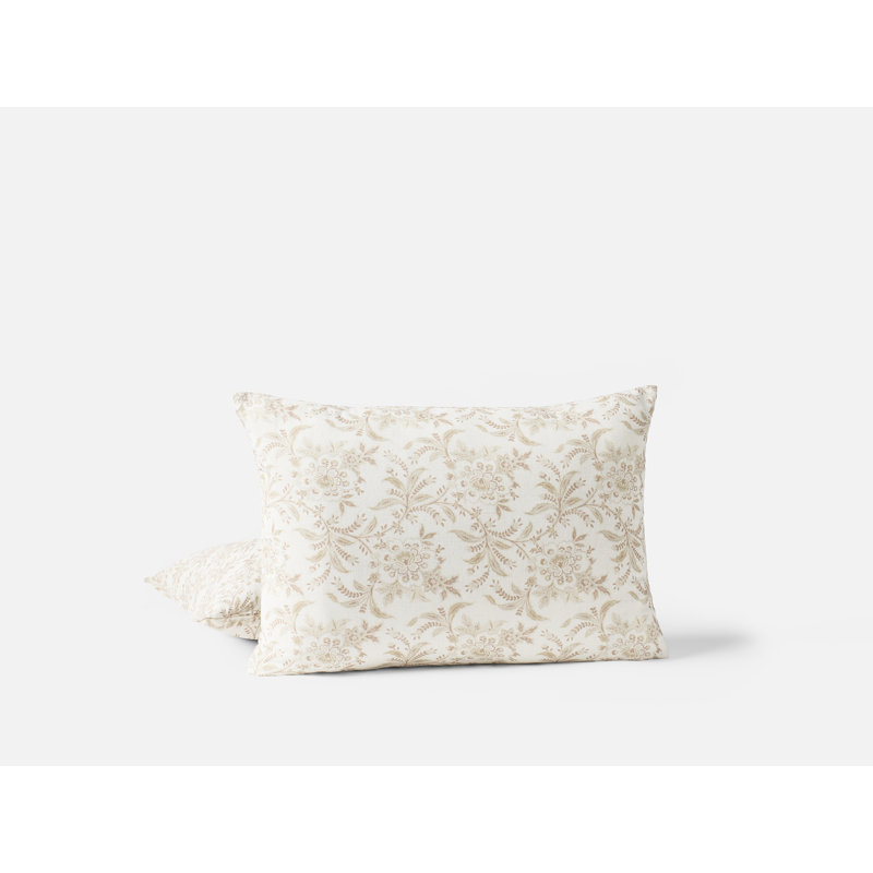Housse de coussin Marguerite , Naturel / praline, Rectangulaire H 14 po x l 20 po