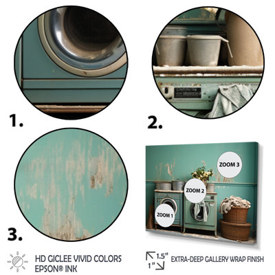 " Turquoise Vintage Laundry Room II " 3 - Pieces