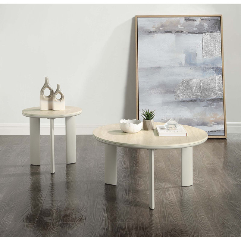 Ingram Ceramic Top & Light Gray Finish Coffee Table