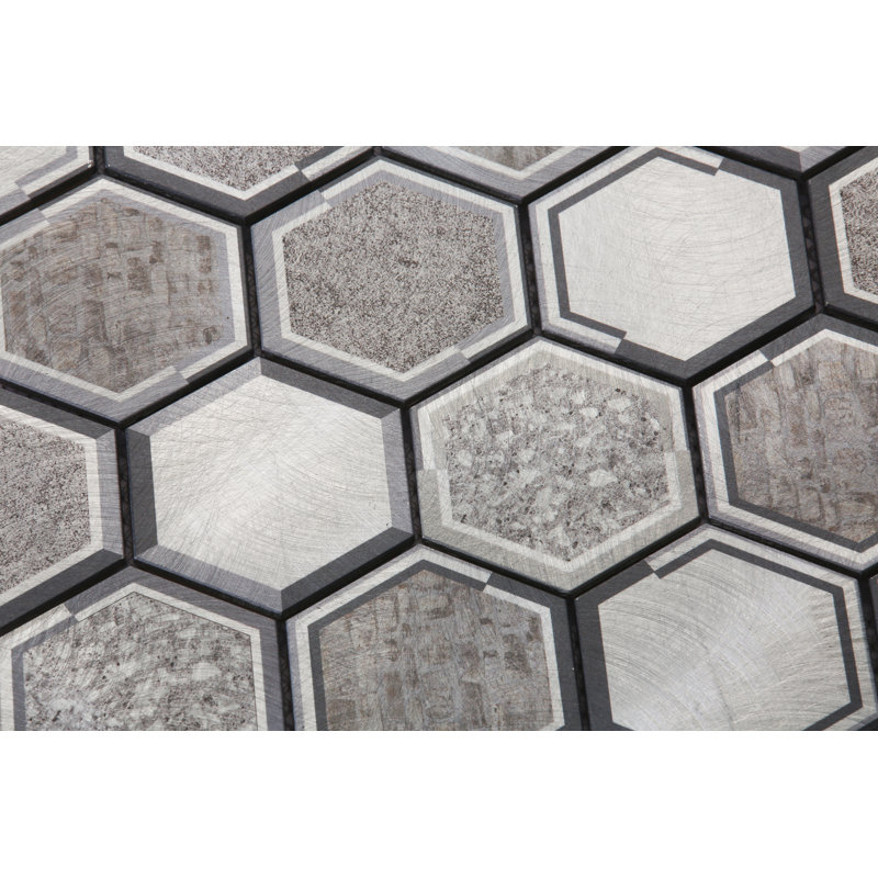 3" x 3" Metal Honeycomb Mosaic Tile