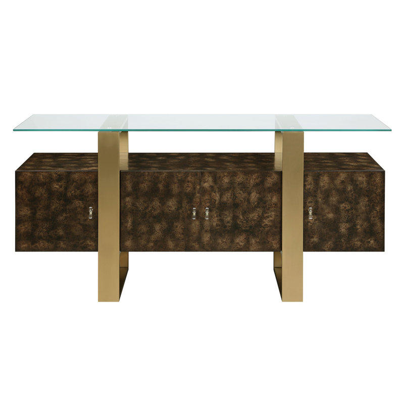 Console en laiton et brun antique