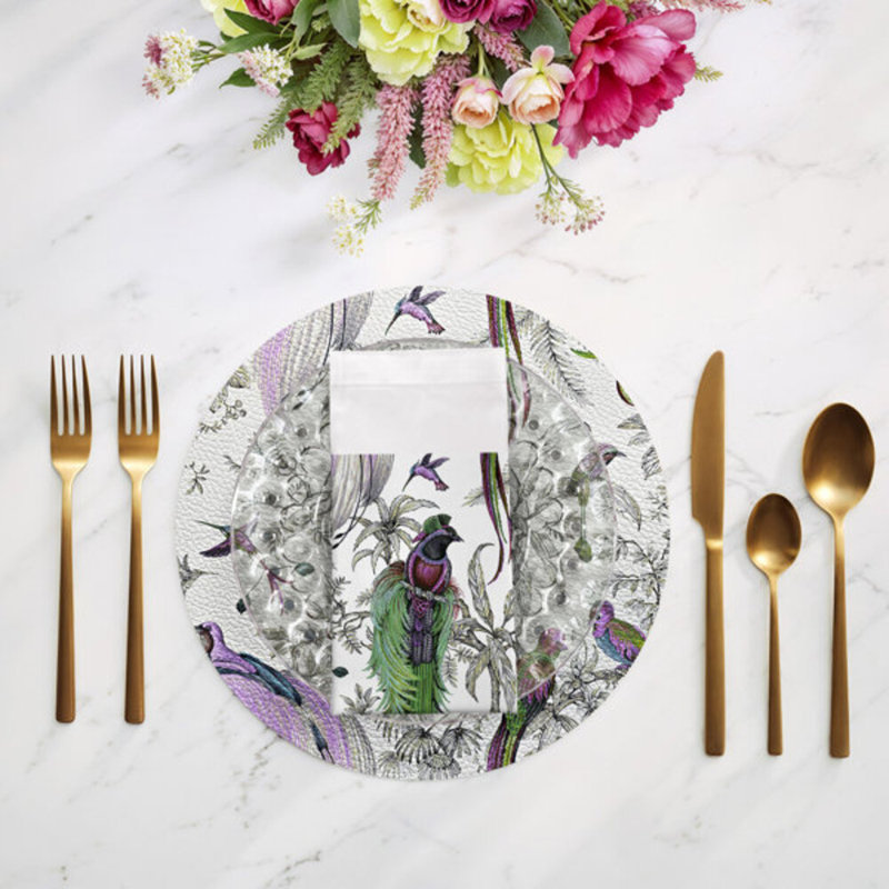 Serviettes de table en satin de coton Audubon Exotica, Vert lilas