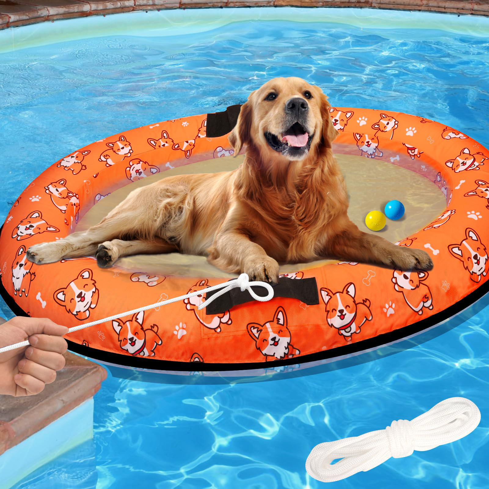 POGBUT Inflatable Dog Pool Float with Pet-Friendly Fabric, 55
