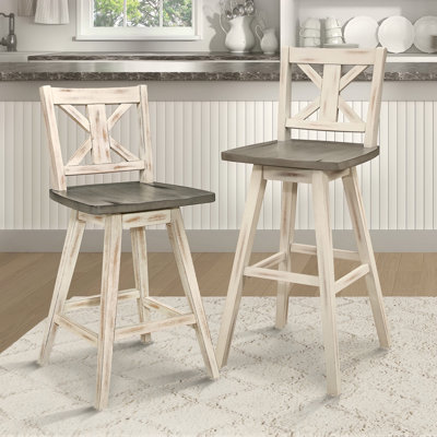 Ensemble de 2 chaises à hauteur de comptoir, chaise de salle à manger pivotante grise à 360 degrés, dossier en X