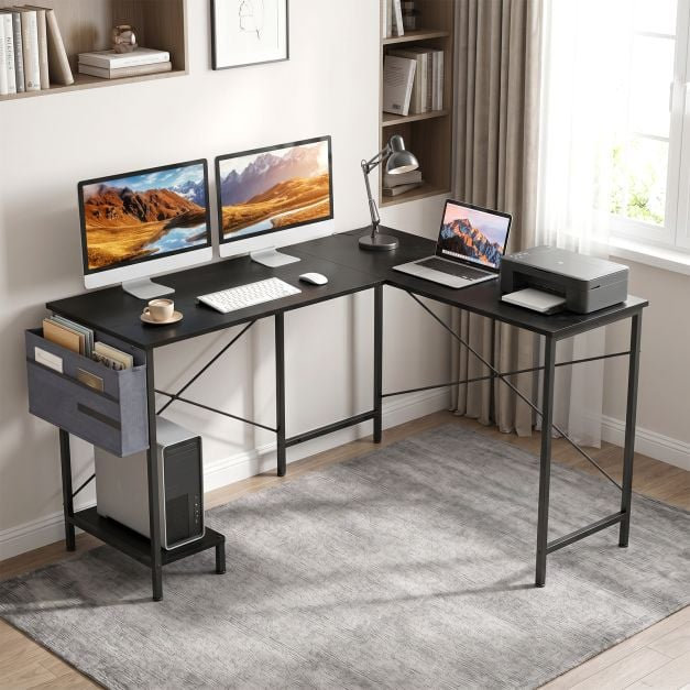 L-Shaped Metal Base Computer Desk