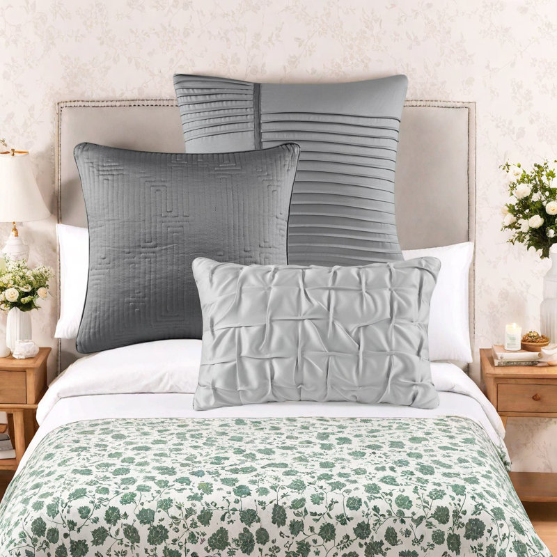 Ensemble de literie de luxe 10 pièces, jacquard en polyester, gris élégant pour la maison